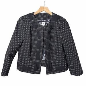 Cabi Polka Dot Jacket Black White Stretch 3/4 Sleeve Jacket Blazer Size 8